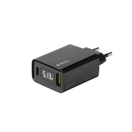 Зарядное устройство Deppa 11395 (USB Type-C, USB-A), черный