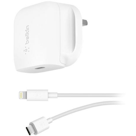 Зарядное устройство Belkin 18 W, USB-C, PD, c кабелем USB-C-Lightning (F7U096vf04-WHT) белый