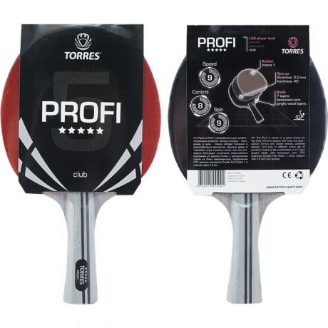 Ракетка для настольного тенниса Torres Profi 5*, арт. TT0009, для спортсменов, накладка 2,0 мм, конич. ручка