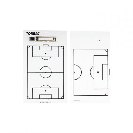 Тактическая доска Torres для футбола арт. TR1002S, маркерная, с зажимом, в компл. маркер, белая