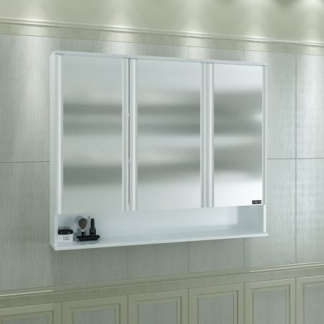 Зеркальный шкаф 110х90 см белый глянец Санта Вегас 700183