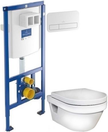 Комплект подвесной унитаз Gustavsberg Hygienic Flush 5G84HR01 + система инсталляции Villeroy & Boch 92246100 + 92249068
