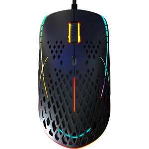 Игровая мышь Hiper Aero A-2 чёрная (USB, 8 кнопок, 6400 dpi, RGB подсветка)