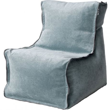 Бескаркасное кресло Mypuff Лофт-Элит серо-голубой микровельвет lf-455