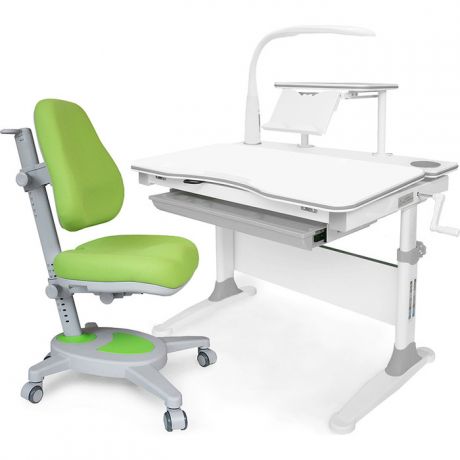Комплект мебели (стол+полка+кресло+чехол+лампа) Mealux Evo-30 G (Evo-30 G + Y-110 KZ) белая столешница дерево/серый