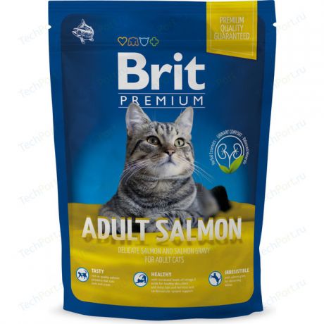 Сухой корм Brit Premium Cat Adult Salmon с лососем в лососевом соусе для взрослых кошек 1,5кг (513123)