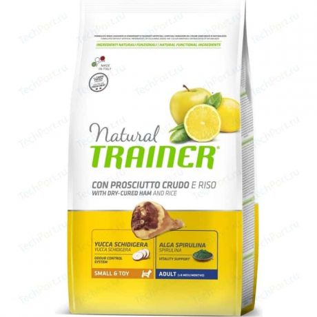 Сухой корм Trainer Natural Small & Toy Adult with Dry-Cured Ham and Rice с сыровяленой ветчиной и рисом для взрослых собак мелких пород 800г