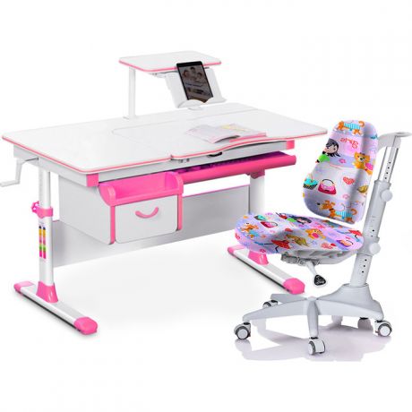 Комплект мебели (стол+полка+кресло+чехол) Mealux Evo-40 PN (Evo-40 PN + Y-528 GL) белая столешница/ пластик розовый