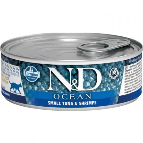 Консервы Farmina N&D Adult Cat Ocean Tuna, Cod & Shrimp с тунцом, треской и креветками для взрослых кошек 80г