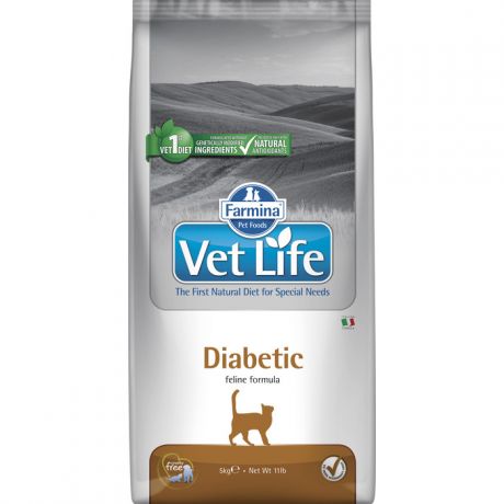 Сухой корм Farmina Vet Life Diabetic Feline диета при сахарном диабете для кошек 10кг