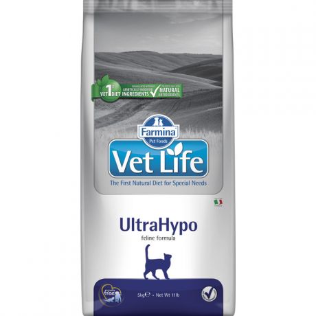 Сухой корм Farmina Vet Life UltraHypo Feline диета при пищевой аллергии для кошек 10кг