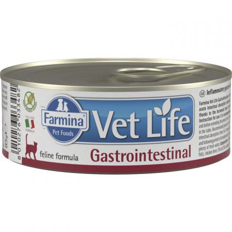 Консервы Farmina Vet Life Gastrointestinal Feline диета при нарушениях пищеварения для кошек 85г