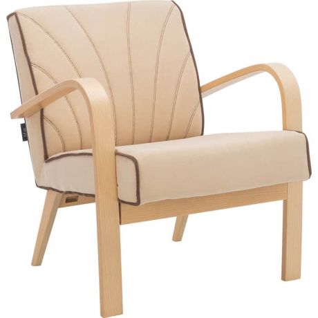 Кресло для отдыха Мебель Импэкс Шелл натуральное дерево, ткань Verona vanilla, кант Verona brown