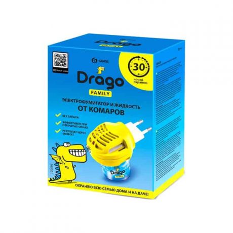 Комплект GRASS Drago электрофумигатор + жидкость от комаров 30 мл