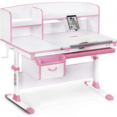 Детский стол Mealux Evo-50 (EVO-50) PN - столешница белая / ножки белые с розовыми накладками