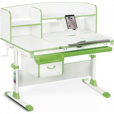 Детский стол Mealux Evo-50 (EVO-50) Z - столешница белая / ножки белые с зелеными накладками