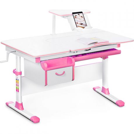 Детский стол Mealux Evo-40 (EVO-40) PN - столешница белая / ножки белые с розовыми накладками