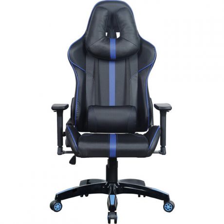 Кресло компьютерное Brabix GT Carbon GM-120 две подушки экокожа черное/синее 531930
