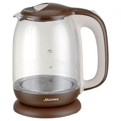 Чайник электрический Аксинья КС-1020 коричневый с бежевым