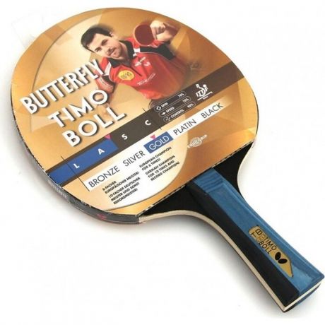 Ракетка для настольного тенниса Butterfly Timo Boll gold, для тренировок, накладка 1,5 мм ITTF, анатом./кон. ручка