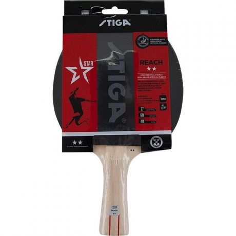 Ракетка для настольного тенниса Stiga Reach WRB 2**, арт. 1212-8618-01, для тренир., накладка 1,9 мм, ITTF, кон. ручка