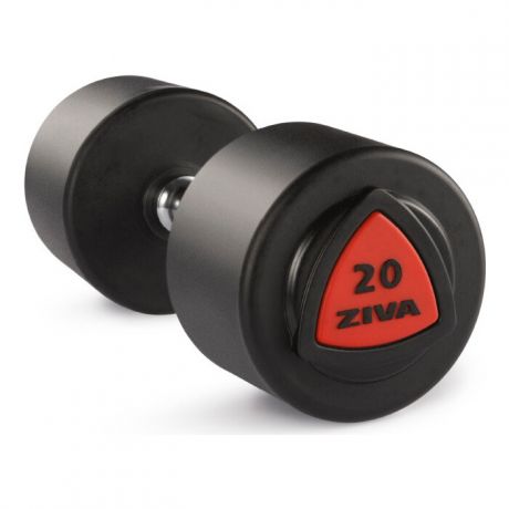 Гантель ZIVA 34 кг серии ZVO уретановое покрытие красная вставка