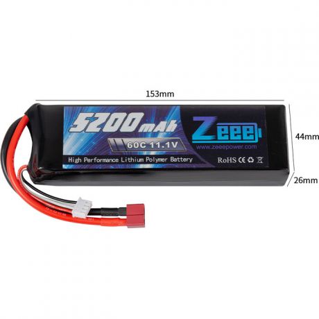 Аккумулятор Zeee Power Zeee Power 3s 11.1v 5200mah 60c SOFT+ TRX Plug