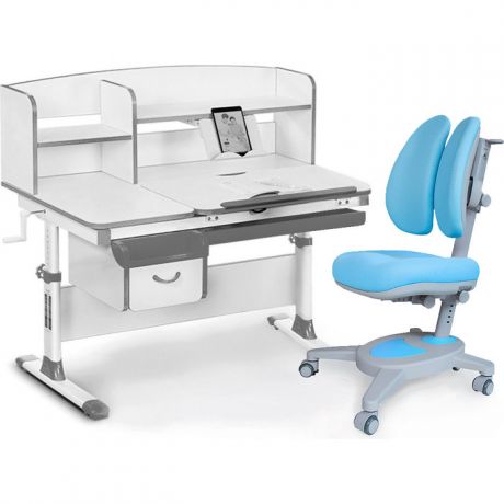 Комплект мебели (стол+полка+кресло+чехол) Mealux Evo-50 G (Evo-50 G + Y-115 KBL) белая столешница/серый