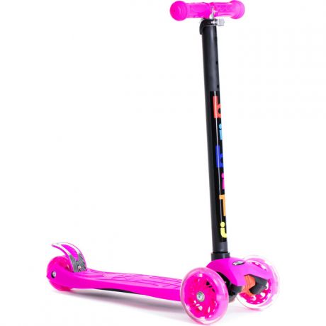 Трёхколёсный самокат BIBITU для детей и подростков, материал - металл/пластик CAVY SKL-07, розовый