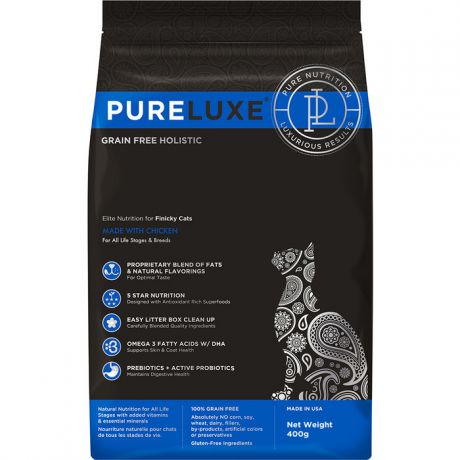Сухой корм PureLuxe для привередливых кошек с курицей 1,5кг