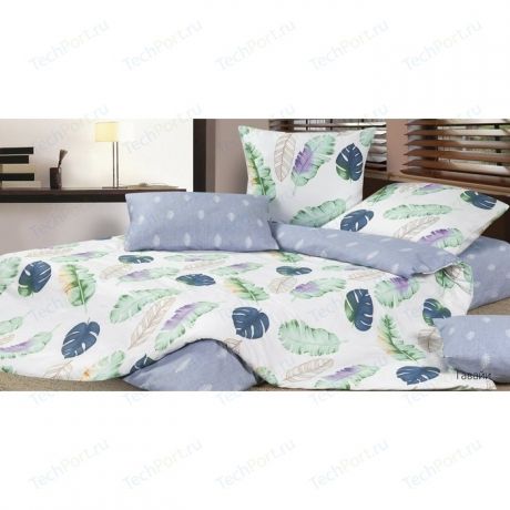 Комплект постельного белья Ecotex евро, сатин Гармоника Гавайи (4650074959061)