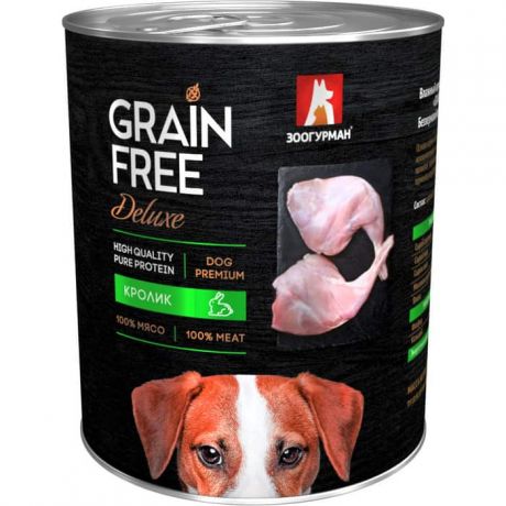 Консервы Зоогурман Grain Free Беззерновой с кроликом для взрослых собак 350г