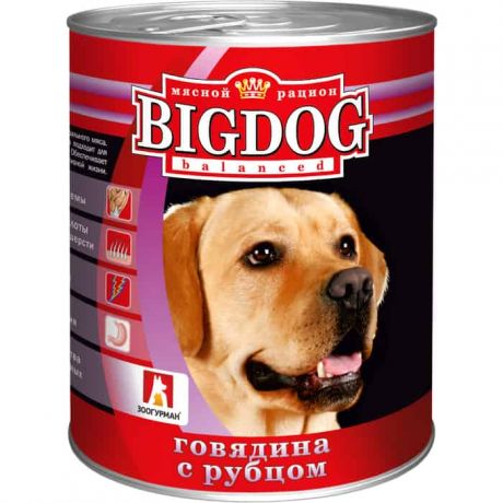 Консервы Зоогурман BIG DOG Говядина с рубцомдля взрослых собак 850г