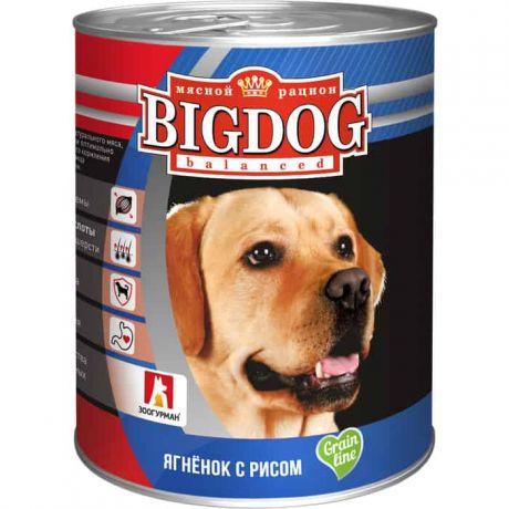 Консервы Зоогурман BIG DOG Ягненок с рисом для взрослых собак 850г