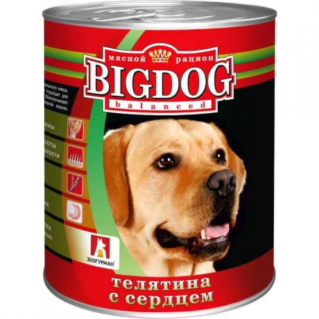 Консервы Зоогурман BIG DOG Телятина с сердцемдля взрослых собак 850г