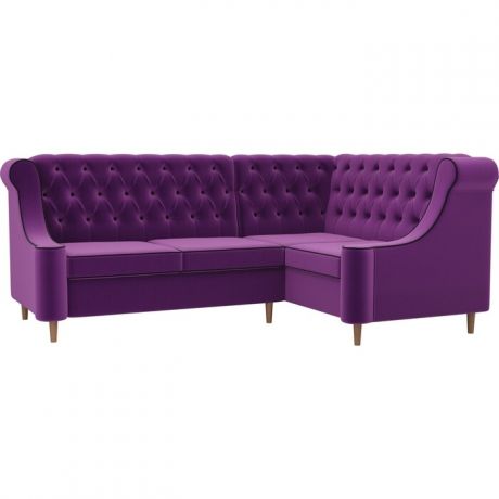 Кухонный угловой диван АртМебель Бронкс микровельвет фиолетовый правый угол