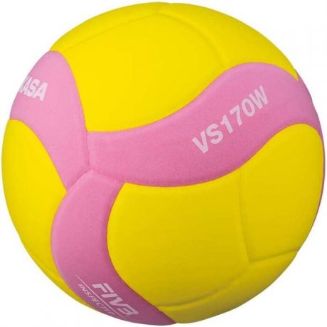 Мяч волейбольный Mikasa VS170W-Y-P, р.5, вес 160-180 г, FIVB Insp, синт.пена ТПЕ, клеен,18 пан,бут.кам,жел