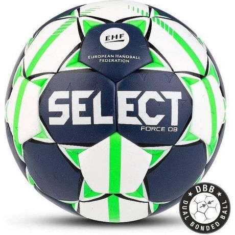 Мяч гандбольный Select FORCE DB арт. 844920-002, Lille (р.1), EHF Appr, ПУ,руч.сш.,бело-салат-черн