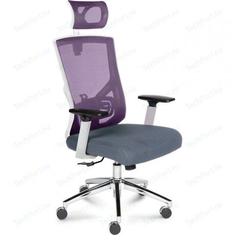 Кресло офисное NORDEN Гарда белый пластик/вишневая сетка/серая сидушка