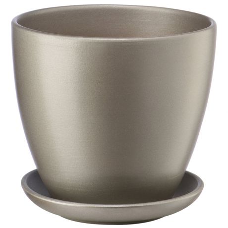 Горшок керамический Вещицы Бутон с подставкой темно-серый 2.4 л
