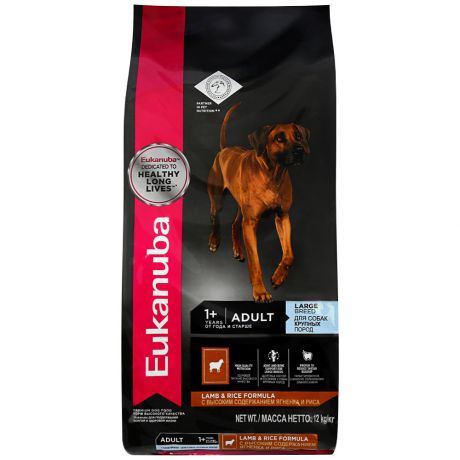 Корм сухой Eukanuba adult large breed Lamb&Rice ягнёнок и рис для крупных собак с чувствительным пищеварением 12 кг