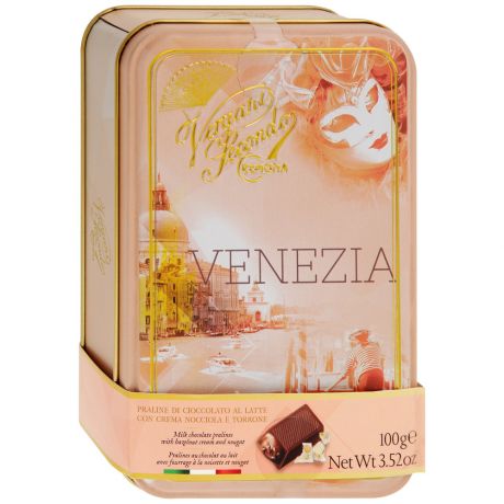 Конфеты Vergani Венеция из молочного шоколада с начинкой из фундучного крема и нуги 100 г