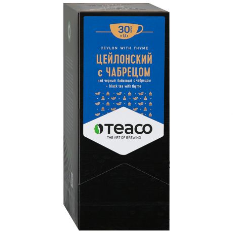 Чай Teaco Цейлонский черный с чабрецом 30 пакетиков по 1.8 г