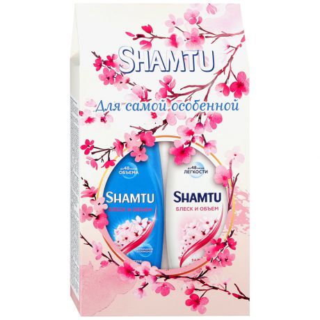 Набор Shamtu Блеск и объем с экстрактом японской вишни Шампунь 0.36 л + Бальзам 0.36 л