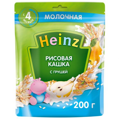 Каша Heinz молочная рисовая с грушей с Омега 3 для детей с 4 месяцев 200 г