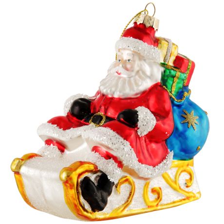Елочная игрушка Holiday Classics Дед Мороз на санях 12.7х10.5 см