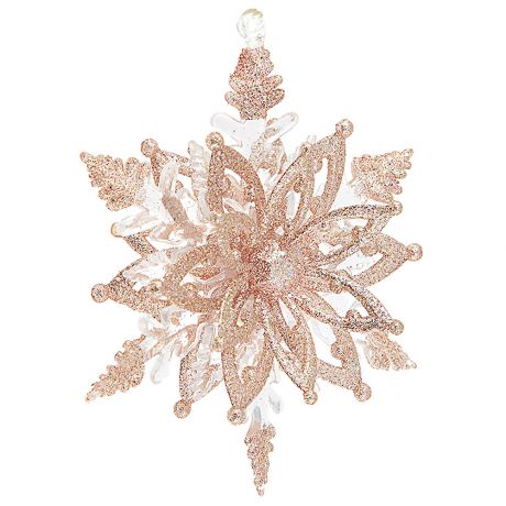 Снежинка-цветок Holiday Classics розовое золото двусторонняя 3D 9х11 см