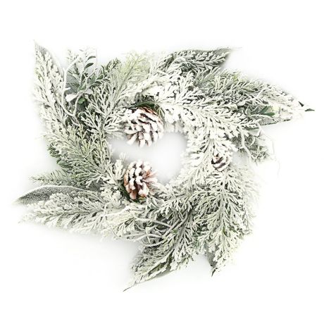 Венок хвойный Holiday Classics с шишками и веточками омелы заснеженный d 41 см