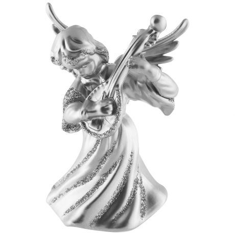 Елочное украшение Ангел со скрипкой серебро 65х95х45 мм
