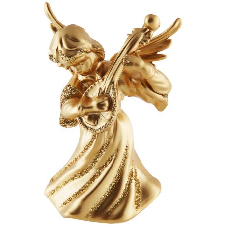 Елочное украшение Ангел со скрипкой золото 65х95х45 мм